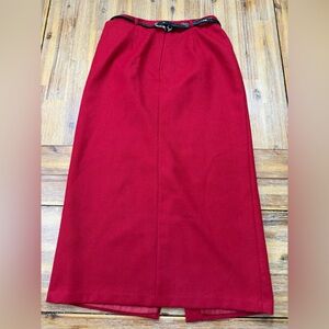 Vintage Sag Harbor Western Holiday 100% Wool Vibrant Red A-Line Skirt. Size 12